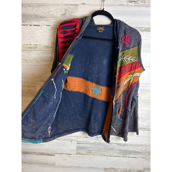 Rising International Women’s L Multicolor Embroidered Zip-Up Hoodie Sweatshirt - Picture 5 of 6